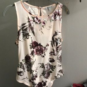Charlotte Russe Mesh Bodysuit flower prints - M